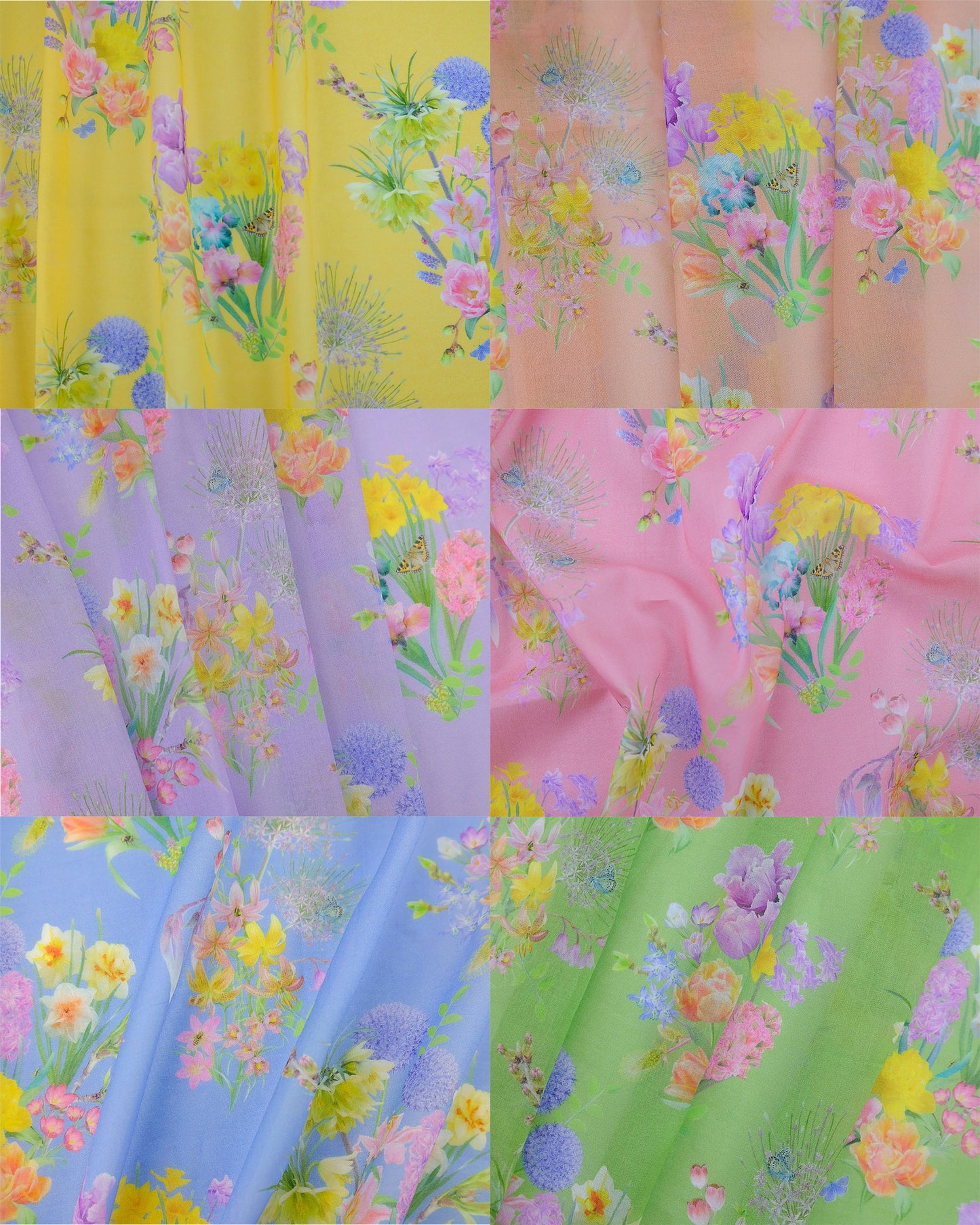 a rainbow or 100% organic cotton voile in optimism renewed to create colourful sustainable window dressings
