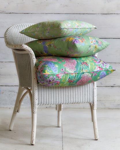 Bring nature into your home with botanical floral patterns in organic cotton and hemp fabric cushions and pillows for bold interiors