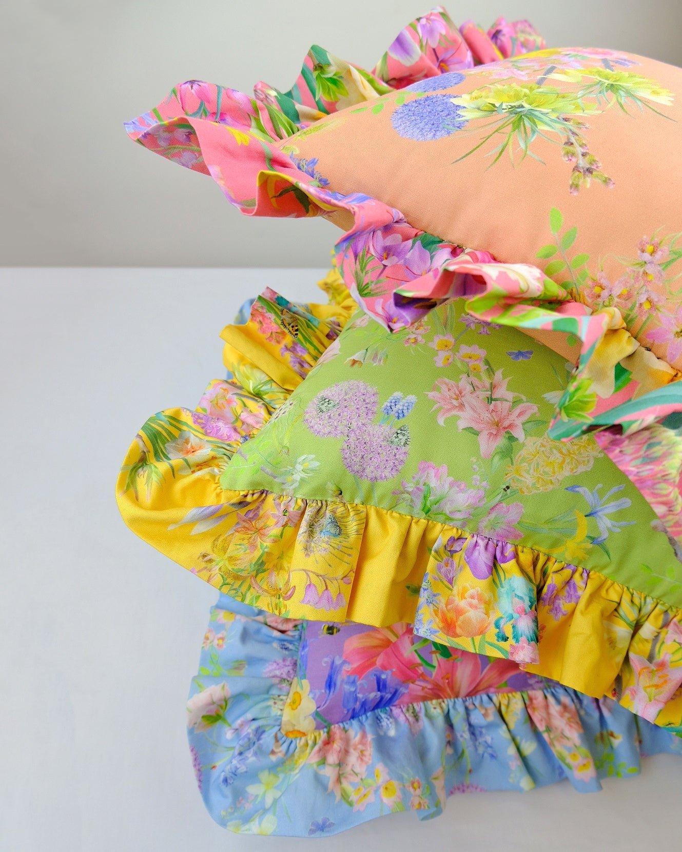 Green & Yellow Frilly Cushion - Ready To Love