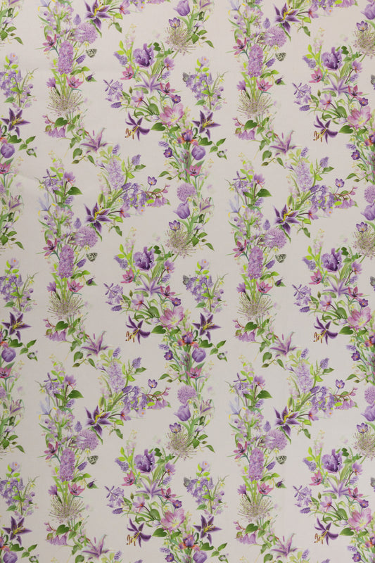 Organic cotton gabardine upholstery fabric close up showing the Eternal Drift pattern scale