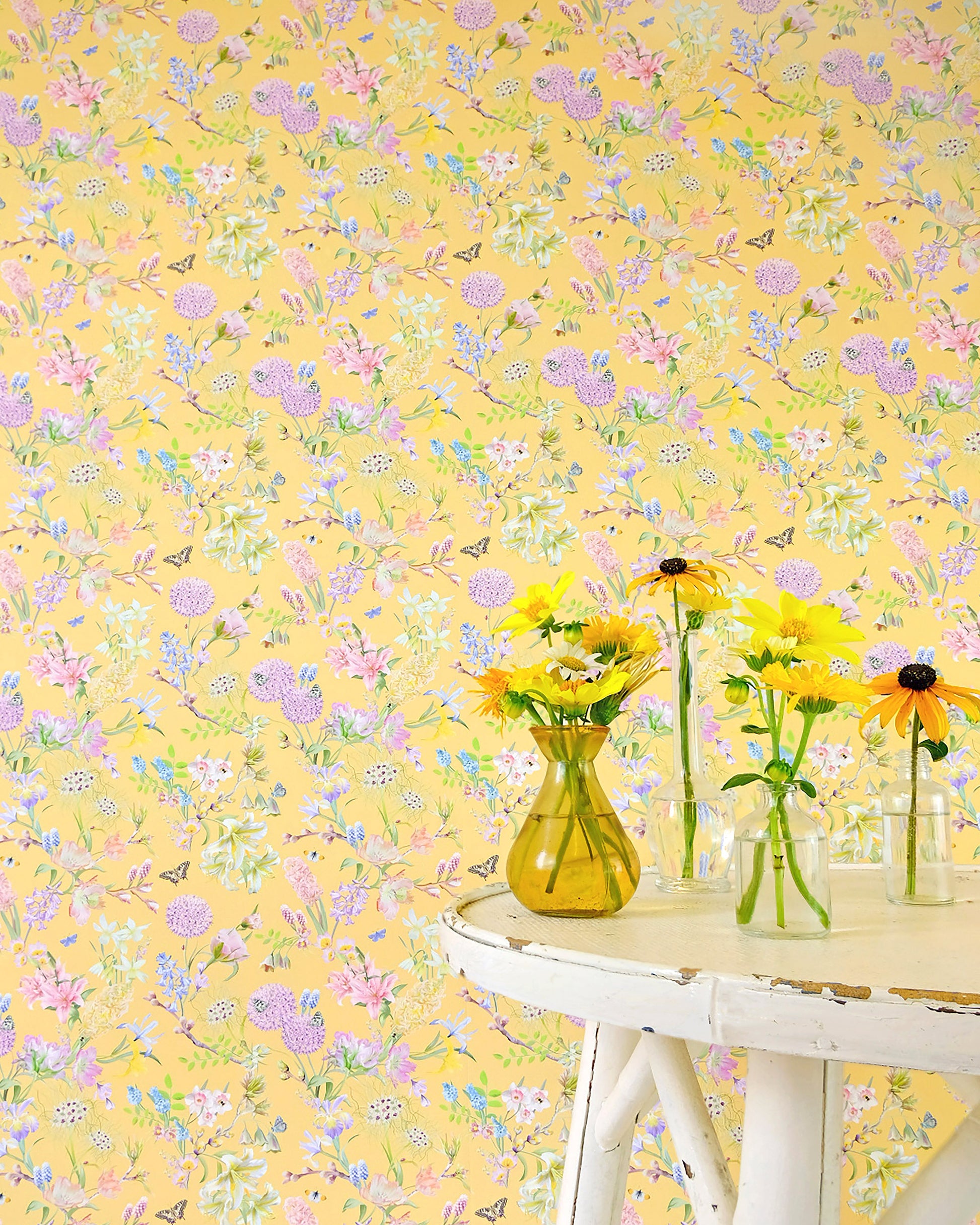 Hopeful Beginnings in Yellow | Floral Wallpaper β Bauldry Botanicals
