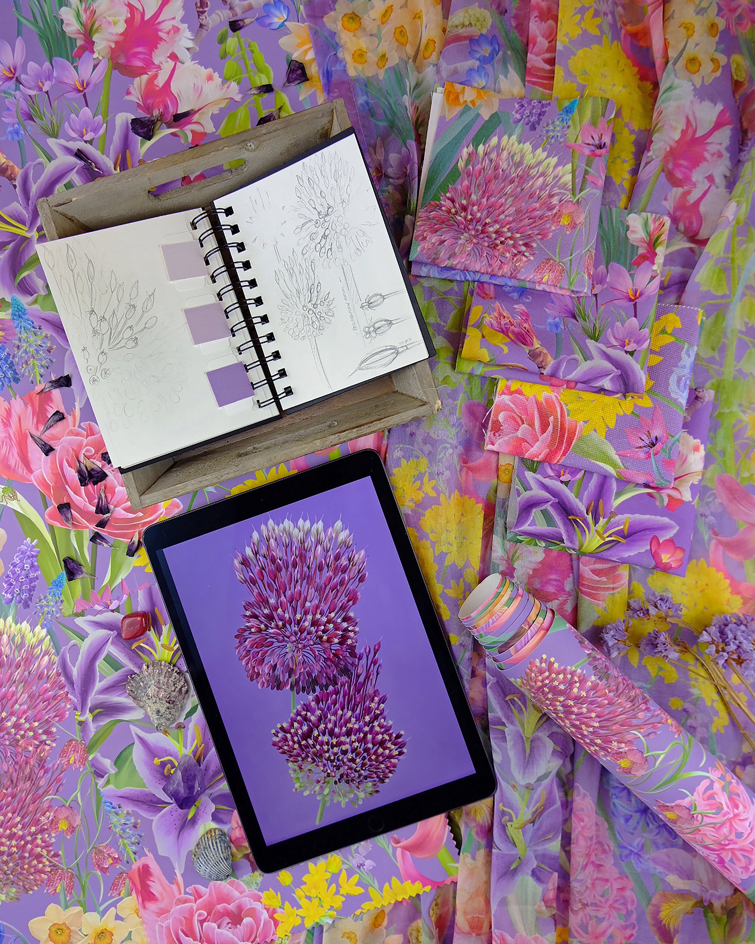 magical and maximal interior design inspiration with burst into bloom purple