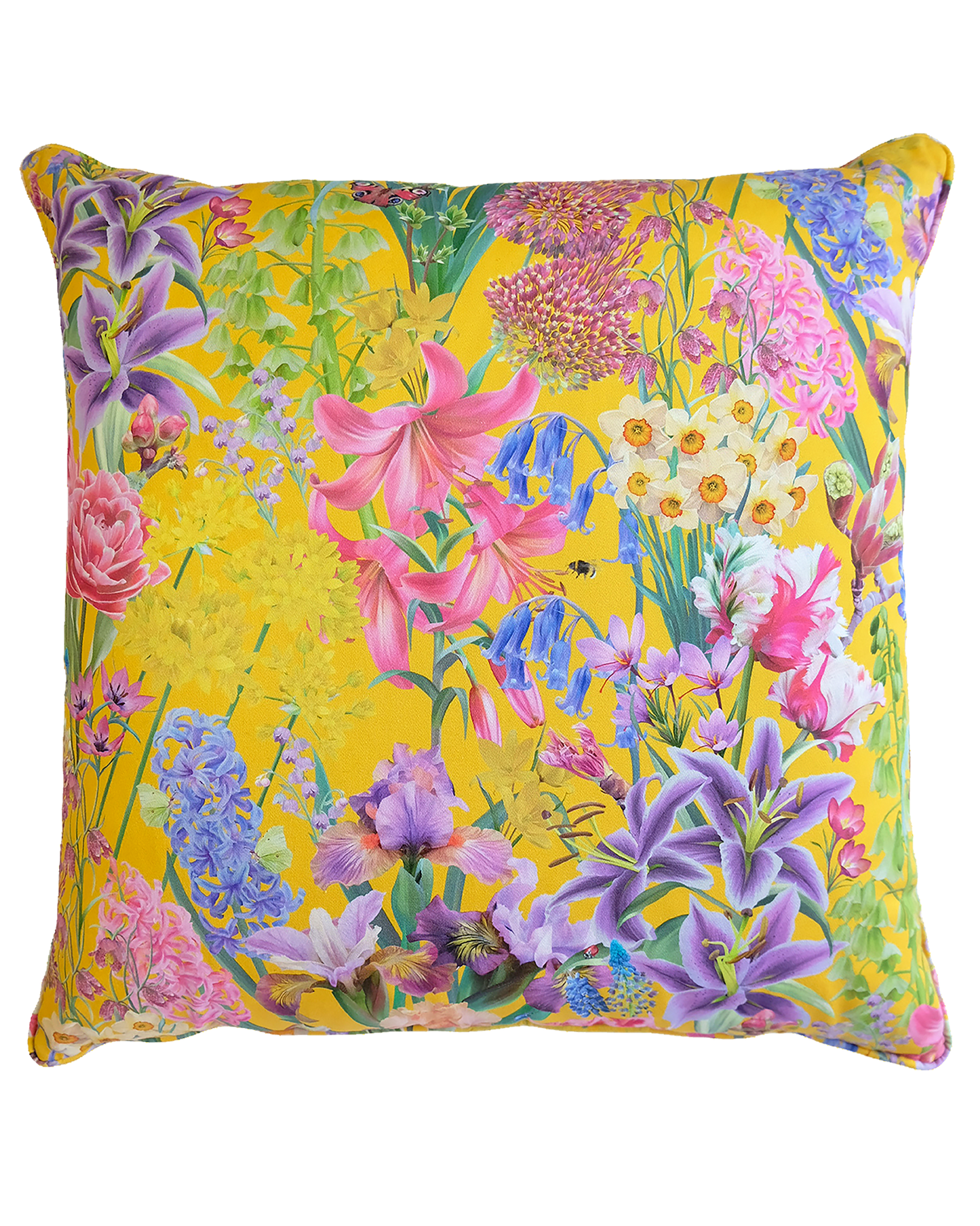 Sunshine yellow eco friendly nature inspired pattern stylish scatter cushions for colourful traditional interior design.
