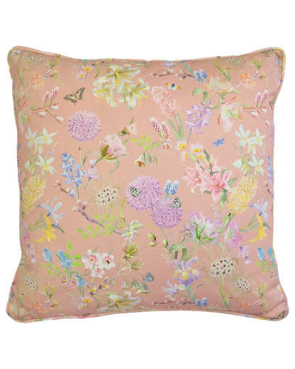 Pastel peach eco friendly nature inspired pattern stylish scatter cushions for colourful traditional interior design.