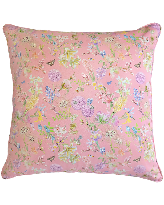 baby pink luxury accent pillow in sustainable organic cotton fabric for cute cottage interior inspiration