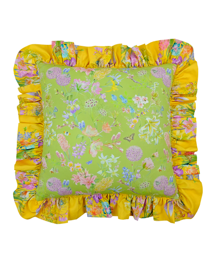 Green & Yellow Frilly Cushion - Ready To Love