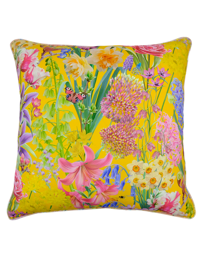 'Burst Into Bloom' Medium Yellow Cushion - Ready To Love
