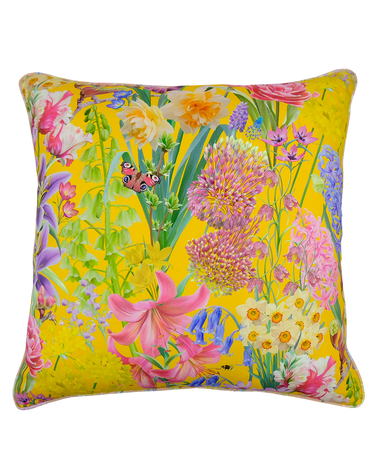 'Burst Into Bloom' Medium Yellow Cushion - Ready To Love